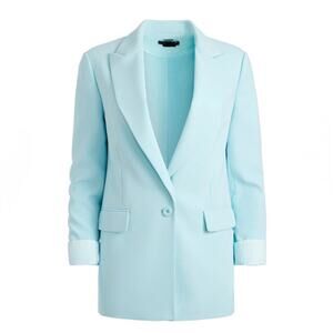 ALICE + OLIVIA Justine Roll Cuff Blazer Julep Blue Light Academia NWT 14 $550